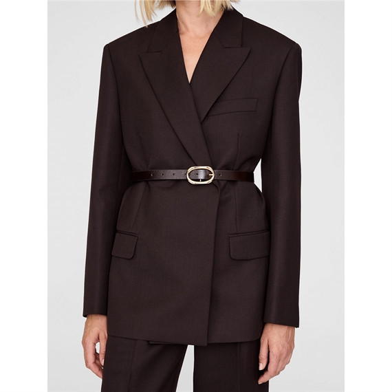 Small Signature Link Bælte, Dark Brown With Gold